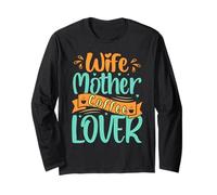 Wife Mother Coffee Lover Funny Mother's Day Coffee For Mom Manga Larga
