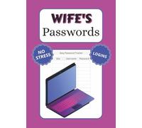Wife’s Passwords: Personal Password Keeper | No Stress Logins | 7x10 inches, 100 pages| Great Gift Idea (RL Clinks Puzzle Books)