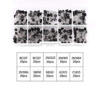 Wifehelper 200pcs 10 Valores Surtido Electrónico de Transistores de Silicio para Profesionales Entusiastas BC337 BC327 2N2222 2N2907 2N3904 2N3906