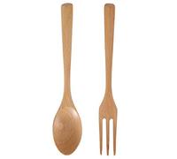 Wifehelper Juego de cuchara y tenedor de madera, ligero, natural, portátil, para postres y sopa para el hogar, cocina, viajes, utensilios de camping (juego de tenedor de cuchara)