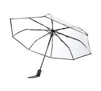 Wifehelper Paraguas Transparente para la Lluvia, Plegable, Triple, para Mujer, Moda, Paraguas, Negro/Rosa(Negro)