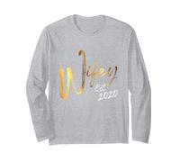 Wifey EST 2020 Husband Wife Couple Wedding Year Newly Weds Manga Larga, Unisex para Adultos, Gris Jaspeado, XXL