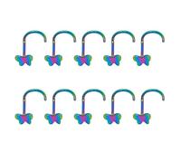 Wiffe 10 anillos de nariz de mariposa de acero inoxidable | Joyería corporal de acero quirúrgico, cierre de mariposa, para cartílago, oreja, uso diario, accesorios para piel sensible