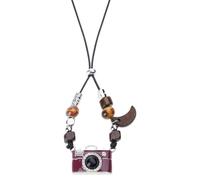 Wiffe Collar con colgante de cámara de película con cadena ajustable esmaltada, accesorio de joyería para mujeres y hombres, collar de cámara de longitud ajustable
