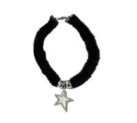 Wiffe Collar con colgante de estrella/cuentas redondas para mujer | Colgante de estrella / cuentas redondas, cadenas de clavícula de felpa negra, cadena ajustable para el cuello para mujeres y