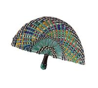 Wiffe Ventilador de mano de césped natural, color azul pequeño | Abanico de paja tejido a mano de agarre cómodo para arte de pared de moda