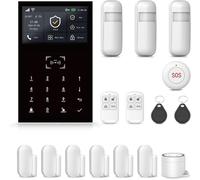 WiFi / GSM 2G Wireless Smart Home alarma de seguridad con sensor de movimiento PIR sensor de puerta y ventana RFlD SOS Tuya Smart Life App mando a distancia compatible con Alexa