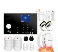 Wifi Gsm Alarm System 433MHz Home Burglar Security Wireless Wired Detector Rfid Touch Keyboard Temperature Humidity Instalación rápida(B 15000MAH)
