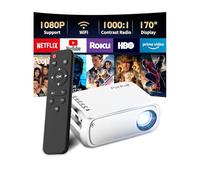 WiFi Proyector, Mini Projector, WiFi Klein Beamer 1080P Unterstützt, Tragbarer Projektor, Heimkino Projektor mit Bildschirmspiegelung für Smartphone, Kompatibel mit TV Stick Tablet TV Box Games etc