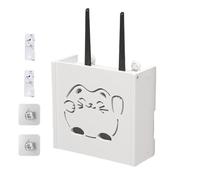 WiFi Router Storage Box - Wall Mounted Signal Hub, Single Unit Ventilated Crate For Electronic Gear, Floating Rack With Cable Port, Network Hardware, Cord Hider For Media Rooms, Offices And Studies