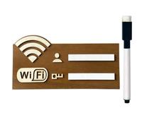 Wifi Sign - 22x10cm Wooden Wi-Fi Board For Guests With Marker Pen | Handwritten Sign With Marker | Erasable Reusable Wireless Network Board, Adhesive Wall Decor For Business, Supermarket, Home, Hotel
