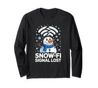 WiFi Snow-Fi Signal Lost Funny Winter Pun Apparel Snowman Manga Larga