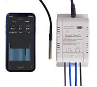 WiFi Temperatura Sensor,Switch Module Monitoring WiFi Controller Smart Home Control Remoto 16A vía Tuya Alexa Google Home medición de la Potencia (TH16+D -S18B20)
