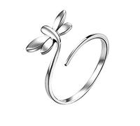 Wiftly 1 anillo de compromiso para mujer, de plata de ley 925, diseño de mariposa, anillo de asociación, anillo solitario, apertura ajustable, Plata