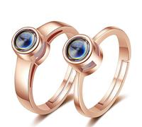 Wiftly 1 par de anillos de boda para mujer y hombre, anillo de compromiso con apertura 925, símbolo de amor eterno, anillos de asociación como regalo para novia y ella, oro rosa