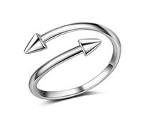 Wiftly - Anillo de cola ajustable para mujer y hombre, diseño creativo de uñas de plata 925, Plata, sin piedra