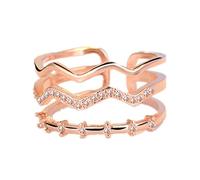 Wiftly Anillo de mujer con apertura ajustable, plata de ley 925 con circonitas, anillo multicola personalizado, simple moda, alianzas, alianzas, cola, oro rosa, Plata de ley, Zirconia cúbica