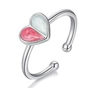 Wiftly Anillo de plata de ley 925 con diseño de corazón y corazón con forma de infinito y encanto