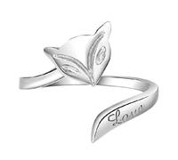 Wiftly Anillo de zorro para mujer, plata 925, ajustable, regalo para mujer, Plata