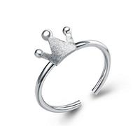 Wiftly - Anillos de dibujo para mujer, diseño de corona lindo, anillo de la cola de apertura ajustable, Plata