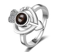 Wiftly Anillos de mujer ajustables de plata de ley 925 con apertura de corazón, flecha de Cupido, joyería de moda para mujeres y niñas, con un hermoso joyero de plata