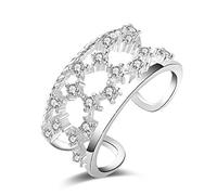 Wiftly - Anillos para mujer, diseño de circonio, ajustable, plata 925, fantasía y anillos de boda, Plata