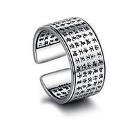 Wiftly Anillos para Mujer Niña Plata 925 Anillos Ajustables Retro Simple B, Plata, Zirconia cúbica