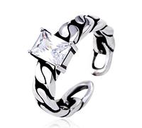 Wiftly Anillos para mujer y niña, plata 925, anillos ajustables, retro, sencillos con circonitas brillantes, anillo de pareja, anillo de apertura, Plata