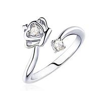 Wiftly Mujer Hombre Anillos Anillo de la Corona de Diamante de Moda Hipoalergénico Anillo de la Cola Ajustable, Plata