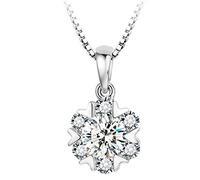 wiftly Mujeres Collar con pequeñas Copo de copo de nieve colgante Circonita Plata 925 Corto Clavicle Cadena de y