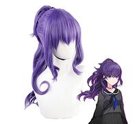 Wig Anime Cosplay Asahina Mafuyu Cosplay peluca púrpura largo rizado templo cola de caballo Cabello resistente al calor