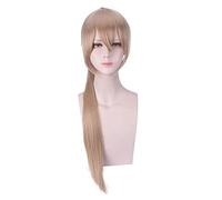Wig Anime Cosplay Marrón Rubio Largo strass Cosplay Peluca Anime Juego Azur Lane Mujeres Pelucas de Pelo Sintético Resistente al Calor con Garras Cola de Caballo Halloween (Tamaño: 1)
