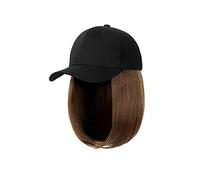 Wig Cap Gorra corta BoB Peluca de pelo diaria Pelo corto béisbol celebridades Sombrero blanco y negro(6)