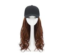 Wig Cap Peluca de pelo gorra béisbol sintética ondulada larga peluca sombrero sintético ajustable for niña extensiones cabello Color negro marrón Natural(4)