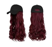 Wig Cap Peluca sintética ondulada larga Gorra de béisbol con extensiones cabello Sombrero Pelucas conexión natural ajustable for mujeres(1)