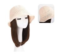 Wig Cap Pelucas de pelo resistente al calor ondas rizadas naturales sintéticas largas con gorra sombrero peluca conexión natural for mujeres(3)