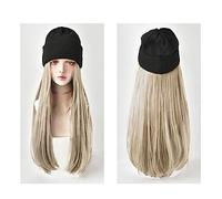 Wig Cap Pelucas rectas largas sintéticas con sombreros de punto for niña Womem hermoso gorro cálido pelucas Otoño Invierno gorra peluca(4)