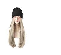 Wig Cap Pelucas rectas largas sintéticas con sombreros de punto for niña Womem hermoso gorro cálido pelucas Otoño Invierno gorra peluca(1)
