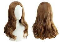 Wig Cosplay Scarlet Halloween Wig Cosplay Vision Wanda Maximoff Rambut Palsu Sintetis Keriting Coklat + Topi Wig