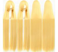 Wig for Anime Wigs Cosplay Christmas 150Cm Long Straight Hair Thickening 705G Universal Costume Style Black And White Silver Red Yellow Style Color: Zf150-13 (Yellow 700G)