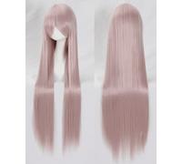 Wig for Anime Wigs Cosplay Christmas Cosplay Wig Universal 100Cm Color Long Straight Hair Cos Animation High Temperature Wire 099 Color:Rose Net 035 [1 Meter]
