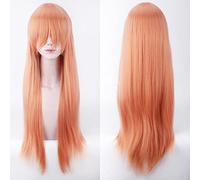Wig for Anime Wigs Cosplay Christmas Cosplay Wig Universal 80Cm Color Long Straight Hair Style For Men And Women Universal Straight Hair Color:Zf80-023 Warm Orange (Rose Net)