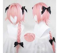 Wig for Arrival Game Fate Apocryph Astolfo Cosplay Wigs 75 cm Pink Heat Resistant Synthetic Hair Perucas Cosplay Wig Fate Apocrypha Wig With 3 Bowknot