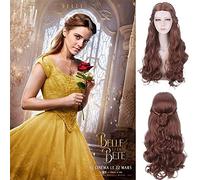 Wig for Beauty And The Beast Princess Bella Wig Cosplay Costume Women Long Wavy Brown Synthetic Hair Halloween Party Role Play Wigs Pl-703