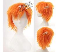 Wig for Bleach Kurosaki Ichigo Pain Short Curly Cosplay Wigs for Man Boys Heat Resistant Synthetic Fake Hair Wig Anime Orange