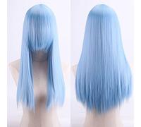 Wig for Carnival Nightlife CluI Party Dress Up Wig Cosplay Anime Wig High Temperature Silk Rose Net Colorful 60Cm Thickening Long Straight Hair Color:Zf60-23 Thickening