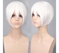 Wig for Carnival Nightlife CluI Party Dress Up Wig Cosplay Wig Multicolor Universal Face Short Hair Msn Black And White Short Hair Bobo Headgear Wig Color: K047-1 White