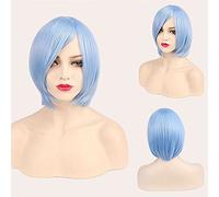 Wig for Carnival Nightlife CluI Party Dress Up Wig Cosplay Wig Short Hair Thickened Face Closed Face Short Hair Color Bobo Headgear Color:3021-12/Light Blue