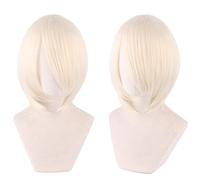 Wig for Carnival Nightlife CluI Party Dress Up Wig Cosplay Wig Short Hair Thickened Face Closing Face Short Hair Color Bobo Headgear Color:3021-03/Off-White