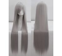 Wig for Carnival Nightlife CluI Party Dress Up Wig Cosplay Wig Universal 100Cm Color Long Straight Hair Cos Animation High Temperature Wire 099 Color:Rose Net 017 [1 Meter] Silver Gray